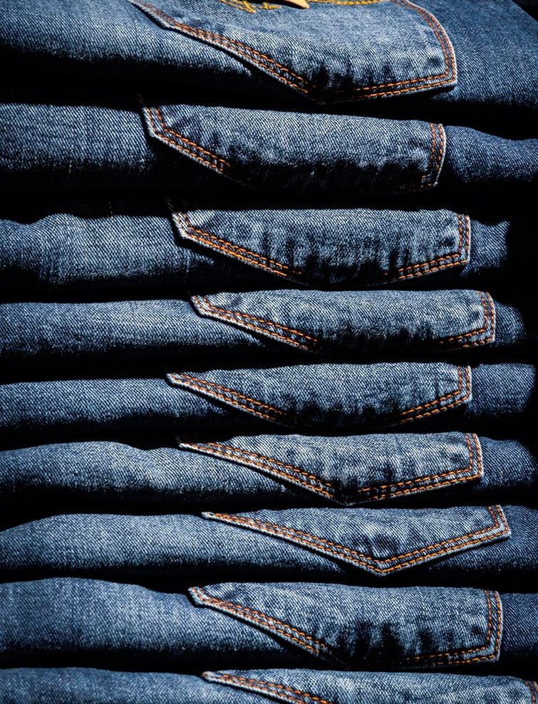 Montaña de jeans azules que representan la moda fast fashion y su impacto medioambiental, en el que ahora trabaja la industria textil para revertir y hacer una moda sostenible.