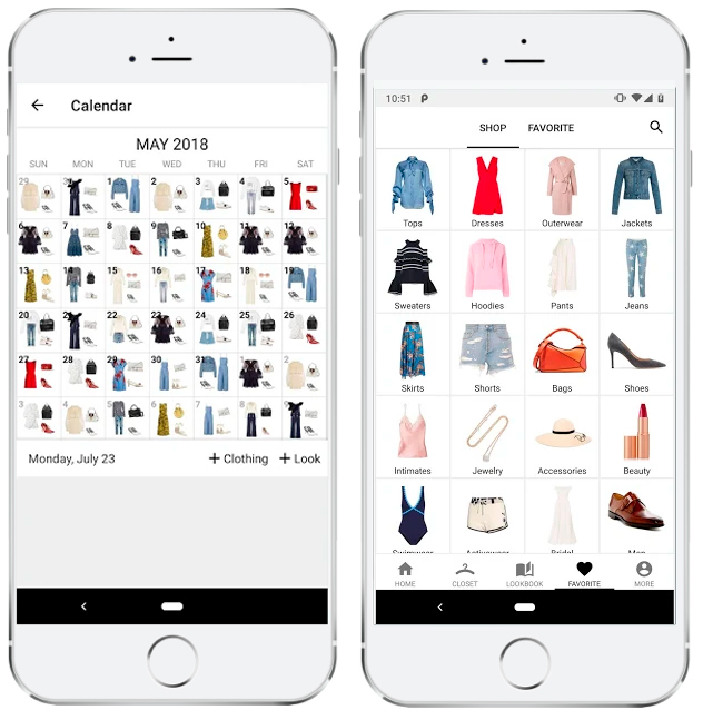 screen shot de la aplicación Smart Closet, una aplicación para combinar ropa que ahora tiene una versión también para hombres
